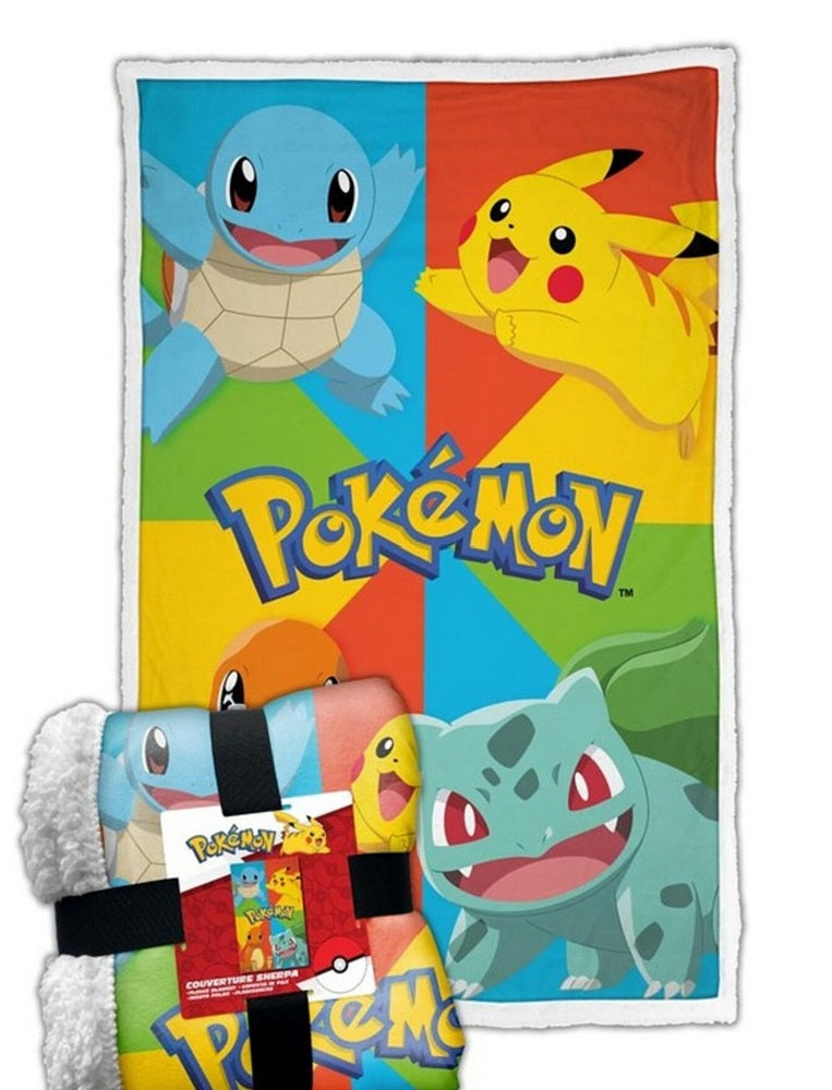 Homedict Plaid Sherpa Pokémon Starter 100x150 cm Confort Douillet et Style