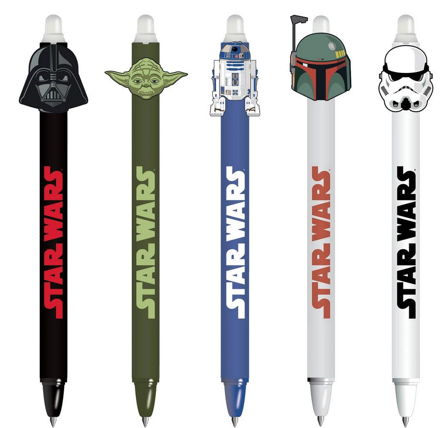 STAR WARS – Stylo à Gel Effaçable – Boba Fett / Dark Vador / R2-D2 / Stormtrooper / Yoda