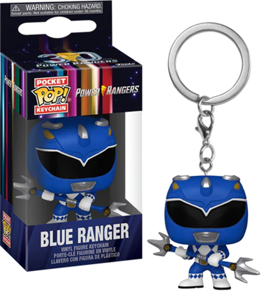 POWER RANGERS 30th – Porte-clés Funko Pocket Pop Blue Ranger  Édition Anniversaire