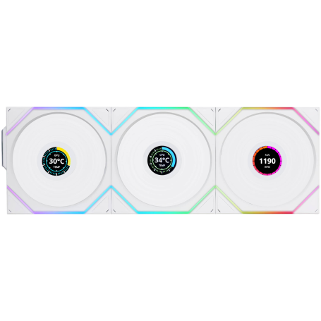 Lian Li UNI Fan TL 120 LCD Wireless Pack de 3 - Blanc