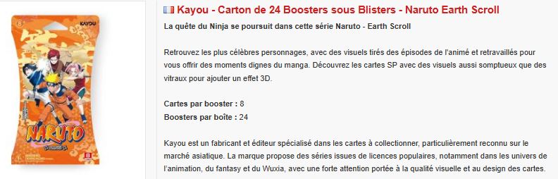 Kayou - Carton de 24 Boosters sous Blisters - Naruto Earth Scroll